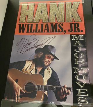 Hank Williams Jr Signed Rare Promotional 1984 Poster Major Moves 23” X35”