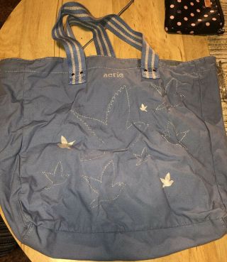 American Eagle Aerie Blue With Birds Large Travel Tote Bag Vintage