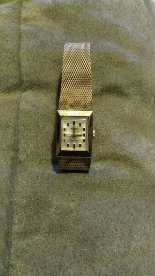 Old Vintage Watch Wristwatch Timex Electric Gold Mesh Band Sharp Art Deco Style