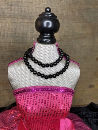 Vintage Doll Size Mannequin Dress form for Display 16” Pink Sequin 3