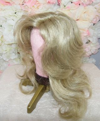 Vintage Sz 12 Blonde Doll Wig Long Hair & Side Part Pretty Wig