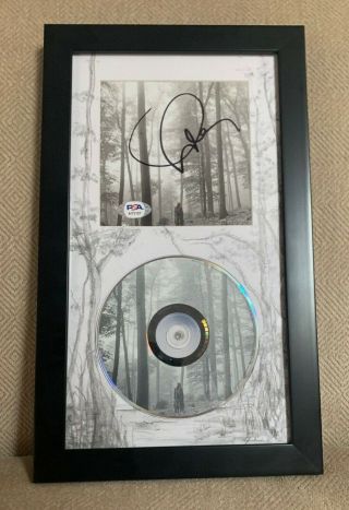 Taylor Swift Signed Folklore Framed Cd Psa Auto With Hand - Drawn Art