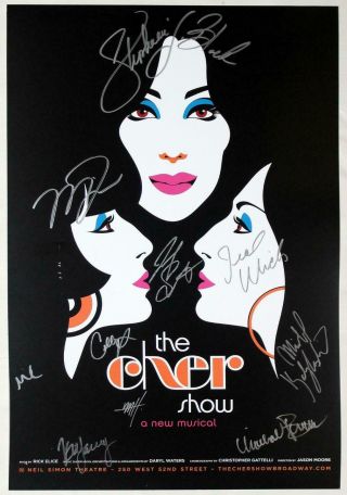 The Cher Show Partial Cast Stephanie J.  Block,  Jarrod Spector Signed Poster