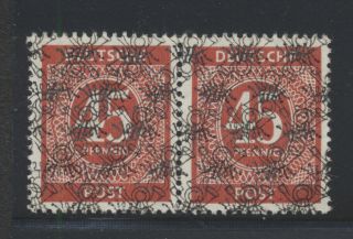 Germany 1948 45pf Numeral Pair W/ Double Posthorn Overprint,  1 Is Inverted Vf Nh