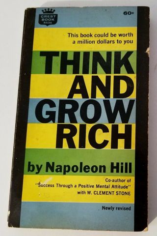 Vintage Book Think And Grow Rich Napoleon Hill Pb 1964 - Crest Book