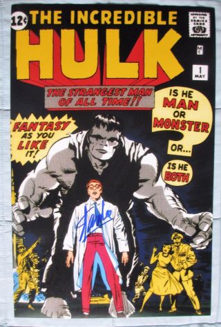 Stan Lee Signed The Incredible Hulk 1 11x17 Photo Dc/coa (marvel) Comic Image