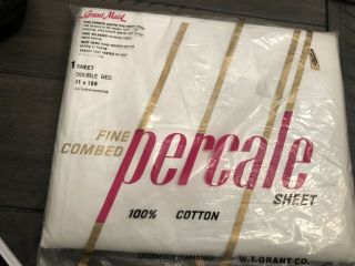 Vintage Grant Maid Percale Full Bed Flat Sheet White 81x108 100 Cotton