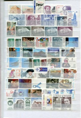 Spain 1996 - 98 Mnh Lot Stamps & Sheets 100 Items