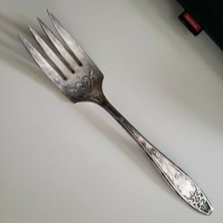 Antique Vintage Collectible Serving Fork 8.  25 " Lady Doris Silver Plate -
