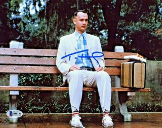 Tom Hanks Autographed 8 X 10 Forrest Gump Candy Bench Photo Beckett Bas