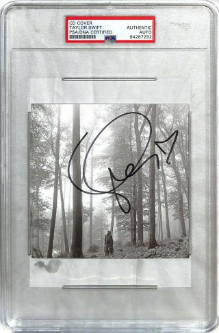 Taylor Swift Signed Autographed Forklore Cd Cover Psa/dna Slabbed With Heart 3