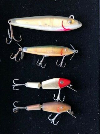 4 Vintage L&s Mirrolure Lures 2 Jointed / 5m18 Floater / 88m25