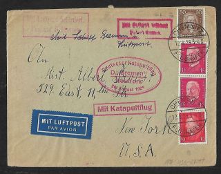 Catapult Germany Chemnitz To Usa Air Mail Cover 1929