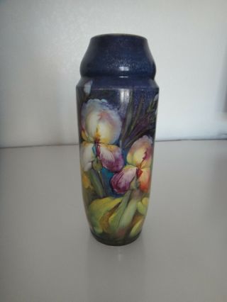 Antique Royal Bonn/ Franz Mehlem Germany Hand Painted Flowers Vase 10 " Iris