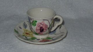 Blue Ridge Southern Potteries Chintz Demitasse Cup And Saucer
