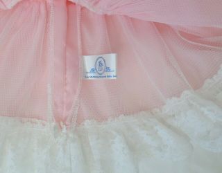 Lee Middleton Originals Pink Satin White Lace Doll Dress Long Sleeves Peter Pan 3
