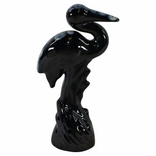 Van Briggle Pottery 1955 - 68 Black Heron Flower Frog Figurine Statue