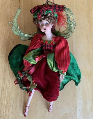 Elegant 12in Collectable Porcelain Fairy Doll Use as Tree Topper or Chair Sit 2