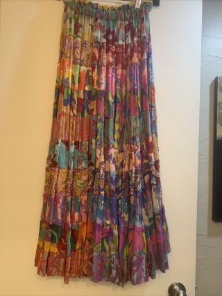 Vintage Bila Of California Skirt Boho Hippy Maxi India Medium Floral Flower Long