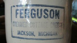 Butter Crock Jackson,  Mich.  Ferguson Creamed Cottage Cheese Michigan Mi