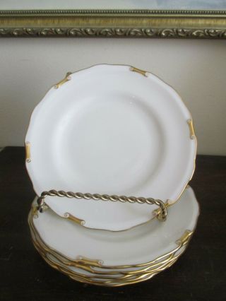 Royal Crown Derby England Regency Set Of 6 Dessert Plate White Gold