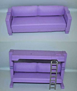 Mattel Barbie Dreamhouse Purple Sofa Couch Converts To Bunk Bed W/ Ladder