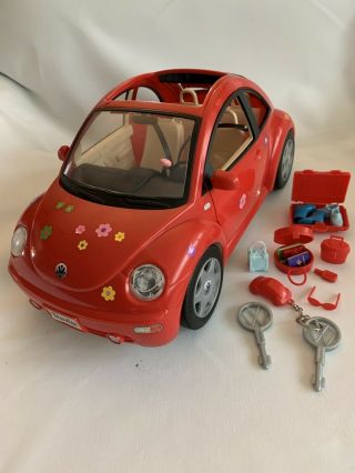 Mattel 2000 Barbie Volkswagen Vw Beetle Bug Sports Car W/accessories - Red