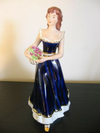 Royal Dux Cobalt Blue Dress Lady Girl Figurine