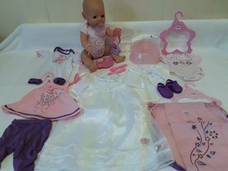 Zapf Baby Born Doll With Clothes & Accessories Large Bundle Ex.  Con
