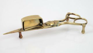 Antique Candle Snuffer Wick Cutter Scissors Brass ? Makers Mark S