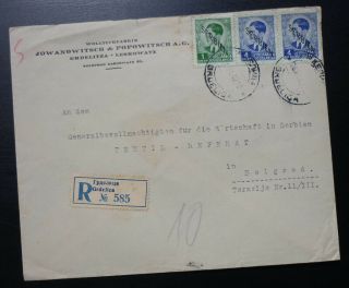 Germany 1942 Serbia Wwii Yugoslavia Censored Cover From Grdelica To Belgrade B4