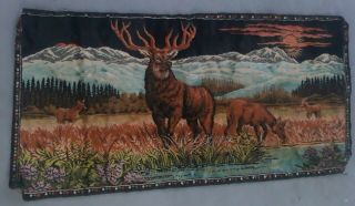 Deer Buck Doe Elk Winter Landscape Scene Wall Tapestry Rug 39 " X 20 "