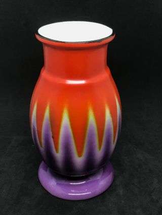 Art Deco Czechoslovkia Ditmar Urbach Hand Painted Sawtooth Vase Antique