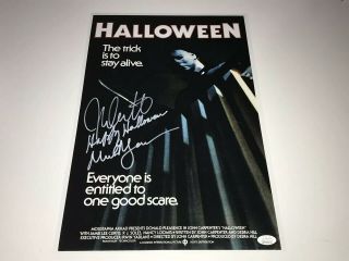 Halloween Signed 1978 Michael Myers Poster Nick Castle Jsa Happy Halloween