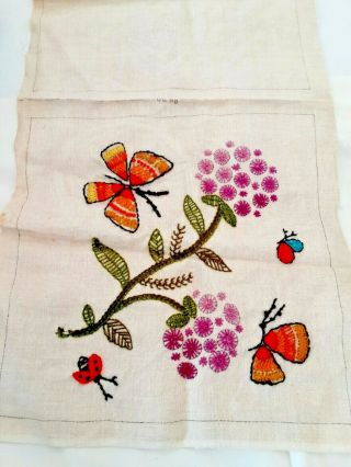 Vintage Throw Pillow Cover Unfinished 12 " Square Floral Embroidered Handmade