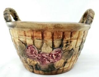 Weller Ware Flemish Rose Basket Vintage Pottery 1910/1920s