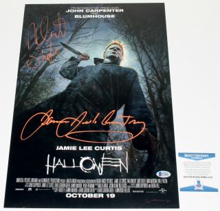 Nick Castle & James Jude Courtney Signed 12x18 Halloween Poster Beckett Bas