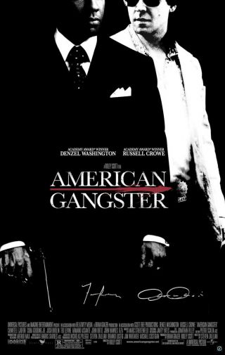 Frank Lucas & Armand Assante Autographed American Gangster Poster Asi Proof
