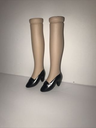 Vintage Porcelain Doll Parts Legs W/molded Heels 4.  5” Black Parts Repair (p3)