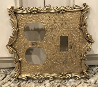 Heavy Hanna Cast Metal Brass Light Switch Outlet Receptacle Cover Plate