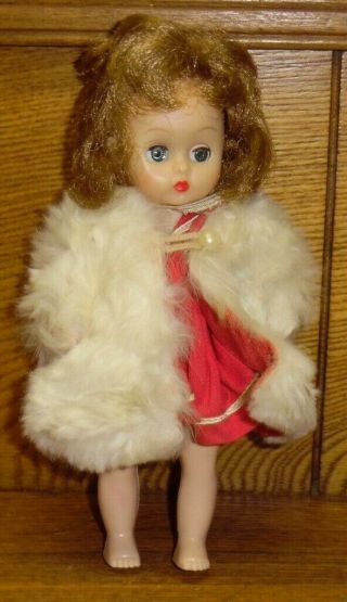 Vintage Ginger Cosmopolitan Doll - Red Dress & Fur Coat - 8 "