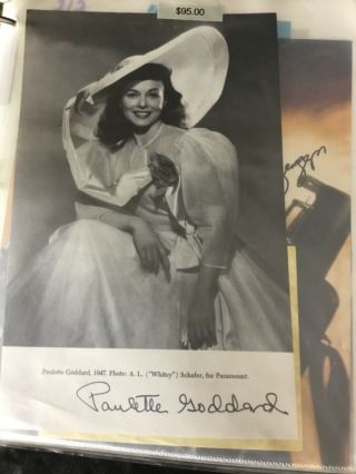 Paulette Goddard 8x10 Photo Autograph Signed