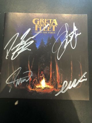Greta Van Fleet Signed Cd Cover From Thr Fires
