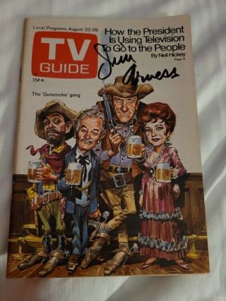 James Arness Signed Tv Guide August 22 - 28,  1970 Gunsmoke