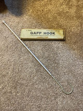 Vintage 3 Piece Wood Handle Fishing Gaff Hook With Box