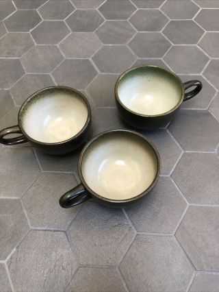 Vintage Mid Century Edith Heath Ceramics Sea And Sand Coffee Tea Cups Set Of 3