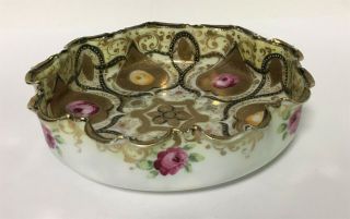 Antique Royal Kinran Nippon Porcelain Hand Painted Bowl W/gold Trim