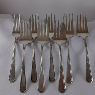 Vintage Wm Rogers & Sons 1923 Mayfair Silver Plated Salad Forks Set Of 8