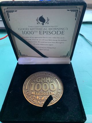 Good Mythical Morning 1000th Episode Commemorative Coin Medal Rhett & Link Rare