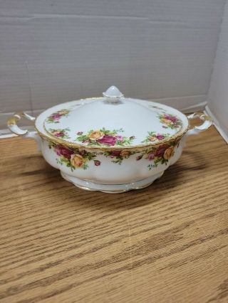 Royal Albert Old Country Roses Covered Vegetable Serving Bowl Tureen Dish 9 " Dia